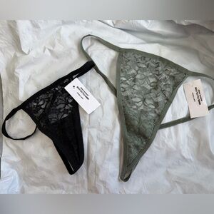 Full Tilt All Over Lace G Strings Black and Green Women's Intimates